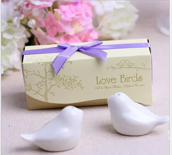 100 stks Love Birds Ceramic Wedding Geschenken voor gasten Liefde Vogels Zout en Pepper Shaker Shakers Gratis Shippin