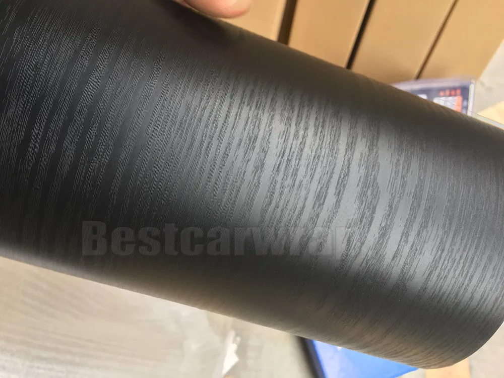 Wood Grain Textured Vinyl Wrap Film Air Bubble Free Black Wood Vinyl