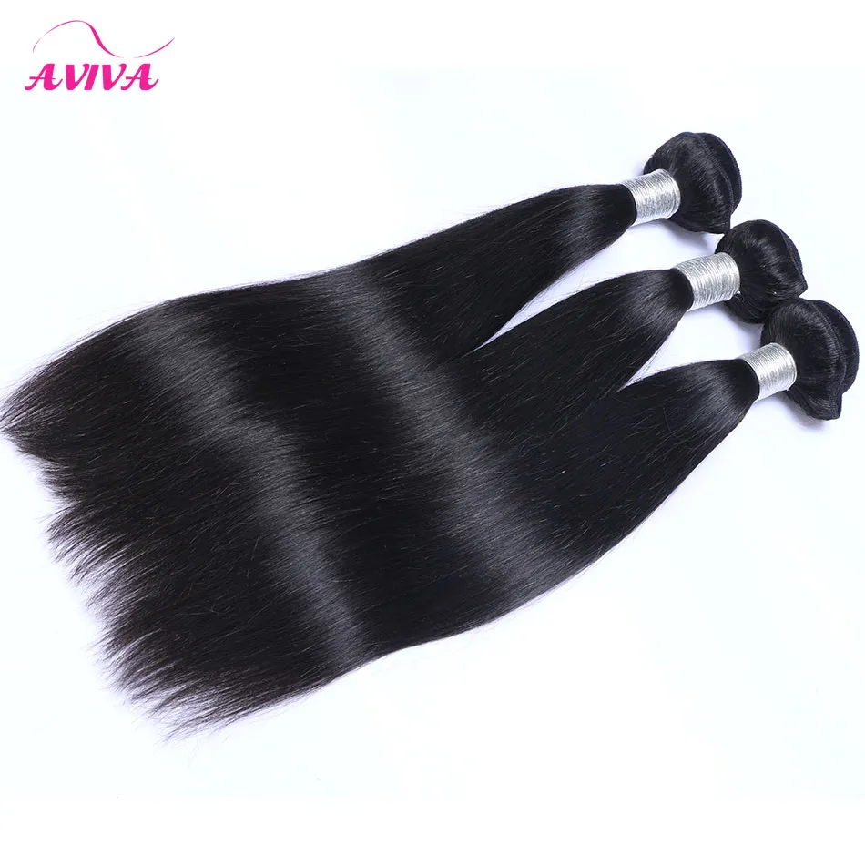 Indian Straight Virgin Human Hair Weave Bundles Unprocessed Indian Remy Human Hair Extensions Natural Black Double Wefts can dye