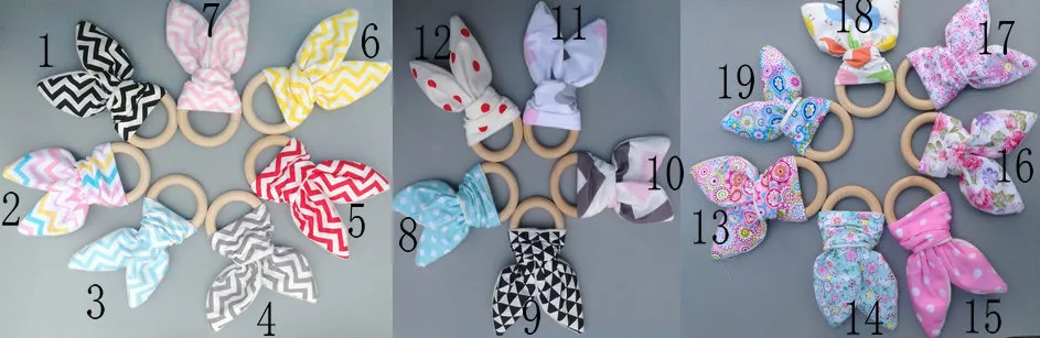 20 sztuk niemowląt Baby Gryzaki ząbkowania zębów tkaniny zębów i drewniane ząbkowanie treningu marszczone materiały Materiał Sensory Toy Naturalny Teether Ye002