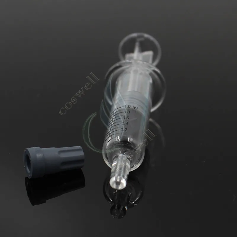 1ML Luer Lock Pyrex Seringue Injecteur de tête en verre pour cartouches d'huile de Co2 épaisses Réservoir Couleur claire BUD touch e cigs cigarettes atomiseurs DHL