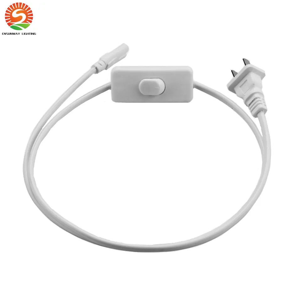 T5 T8 -anslutningskabel 2ft 3ft 4ft 5ft 6ft förlängningssladdbrytare för integrerad LED -rörets strömkabel med oss ​​Plug White 3 Pin Cords3090952