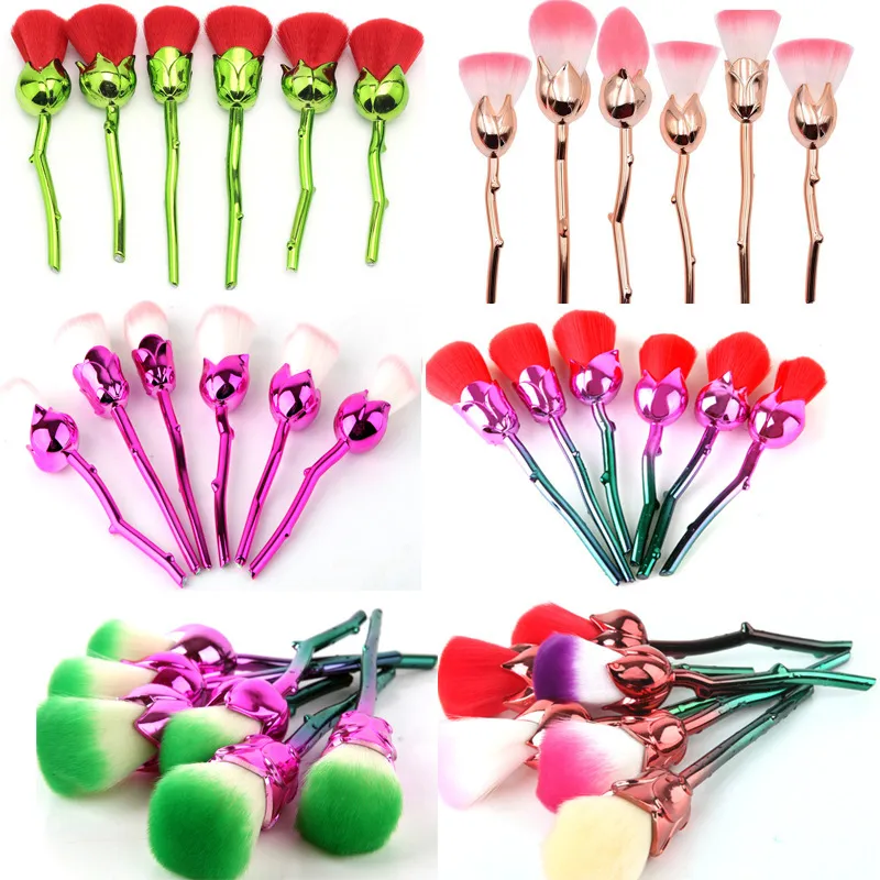 3D Rose Flower Shape Makeup Brushes Set Cosmetic Tools Soft Rose Flower Makeup Brush Face Powder Eyeshadow Mermaid Brushes