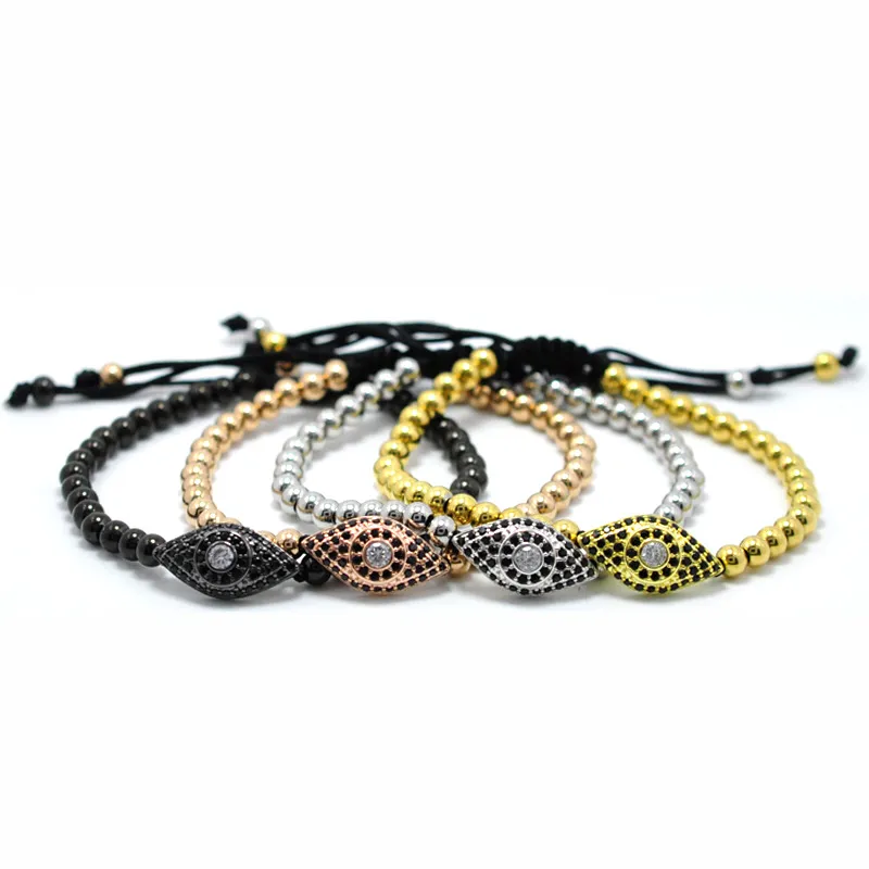 Anil Arjandas Bracciali Micro Intarsio Nero CZ Eyes Charm Braccialetti Tappi Perline Briading Macrame Bangle Gioielli da uomo in acciaio inossidabile