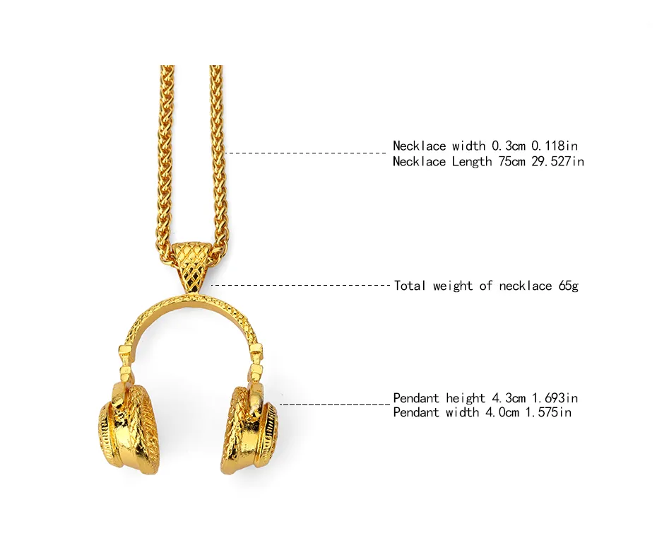 Hiphop Fashion Elegant Headphones Pendant For Women Men Earphone Headset Pendants Necklaces Choker Punk Colar Rock Jewelry