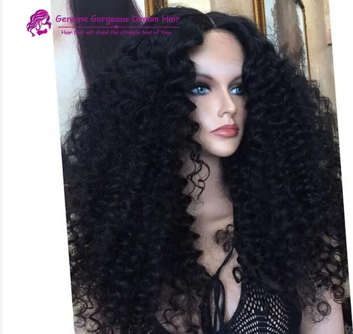 300% gęstość 8A Bezkluczowe pełne koronkowe peruki ludzkie włosy dla czarnych kobiet Brazylijskie ludzkie włosy Kinky Curly Lase Front Perg247m
