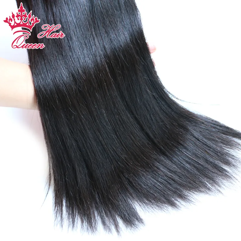 Drottning hårprodukter 100% brasiliansk jungfrulig hår väft naturlig rakt 8-28 tum / jungfru brasilianska mänskliga hår rakt naturlig färg 1b snabb frakt