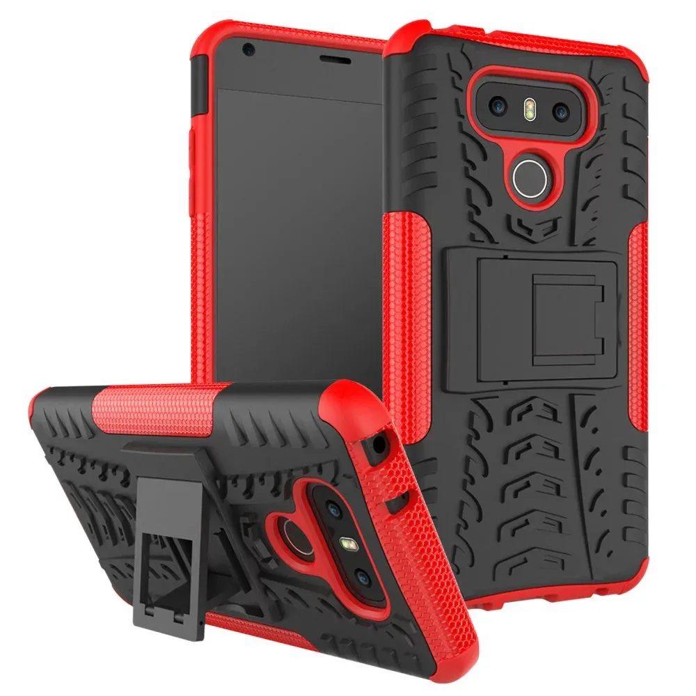 Dazzle Heavy Duty Rugged Dual Layer Impact Armour Kickstand Case Cover voor LG K31 K41S K51 Stylo 6 60pcs / lot