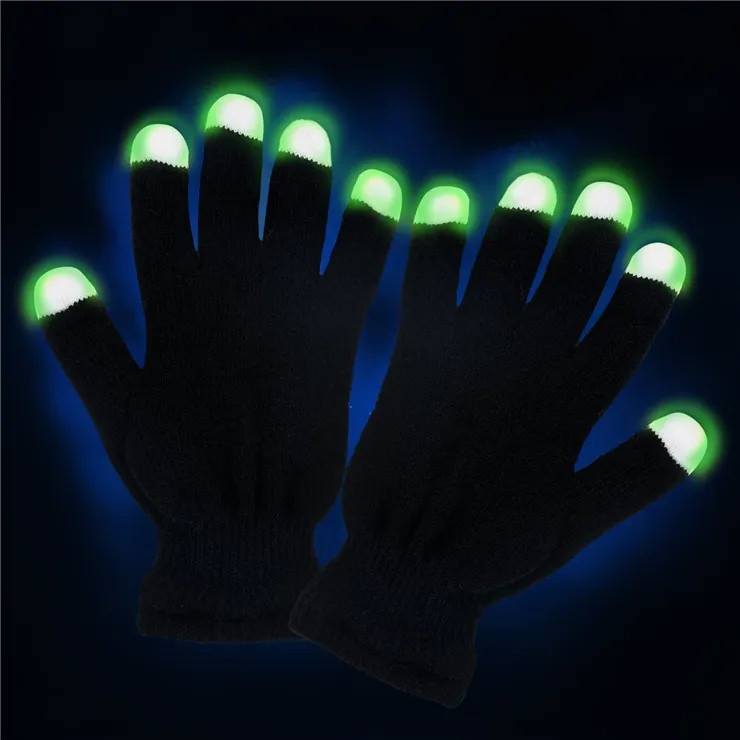 LED LIDY LIGE LED Rękawiczki LED Light Up Rękawiczki 3 kolory 6 trybów migające rękawiczki palców na świąteczne imprezę taniec 9417873