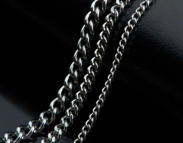 best price wholesale jewelry stainless steel silver Smooth 4mm wide Curb Link chain necklace women men jewelry 18 inch-28 inch