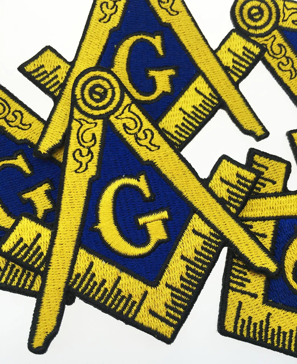 Masonic Logo Patch مطرزة على الحديد على الملابس Mason Lodge Emblem Mason G Square Compass Patch خياطة على أي Garment230U