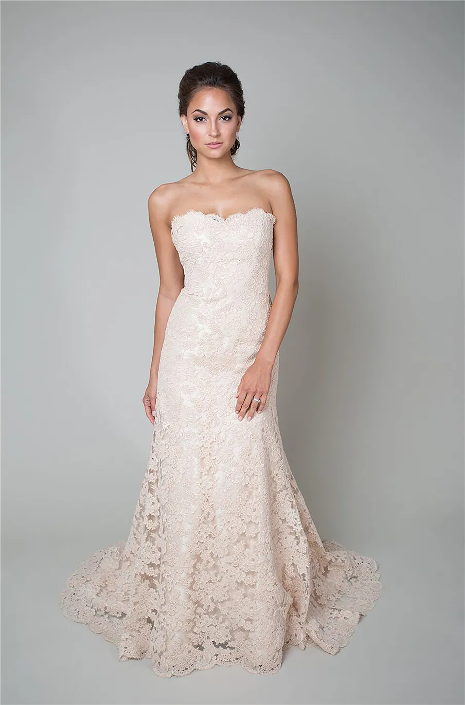 Trumpet Wedding Gown Blush Italian Alencon Lace Chapel Train with Jewel Neckline and Zipper Back from Dhgate A-Line Wedding Dresses - price 202.32 Trumpet Wedding Gown Blush Italian Alencon Lace Chapel Train with Jewel Neckline and Zipper Back from Dhgate A-Line Wedding Dresses - price 202.32