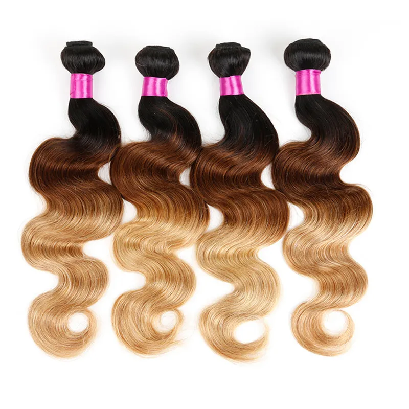 Siyusi Hair Products Малайзийские индийские перуанские бразильские пучки волос Двухцветные темные корни Блондинка Ombre Объемная волна Девственные человеческие волосы