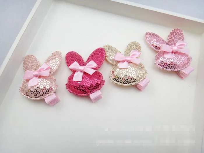 20 Teile/los Mode Niedlichen Pailletten Kaninchen Haarnadeln Solide Glitter Cartoon Bunny Haarspangen Prinzessin Ostern Kopfbedeckungen Boutique Haar Accesso8634840