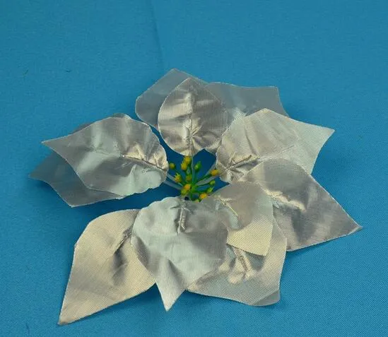 Simulering Julblomma Simulering Flannel Poinsettia Flower Golden Silver Julblomma