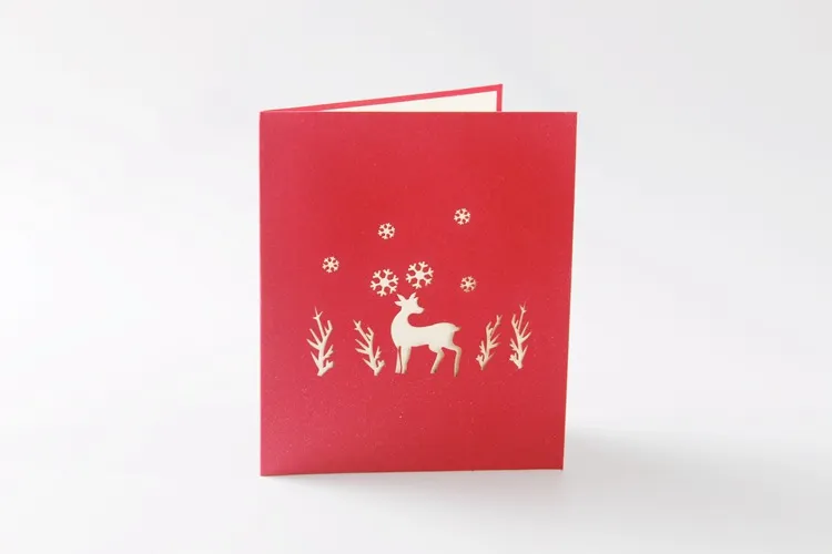 3D المنبثقة بطاقات سانتا الغزلان شجرة عيد الميلاد اليدوية kirigami اوريغامي بطاقة المعايدة الاحتفالات إمدادات حزب