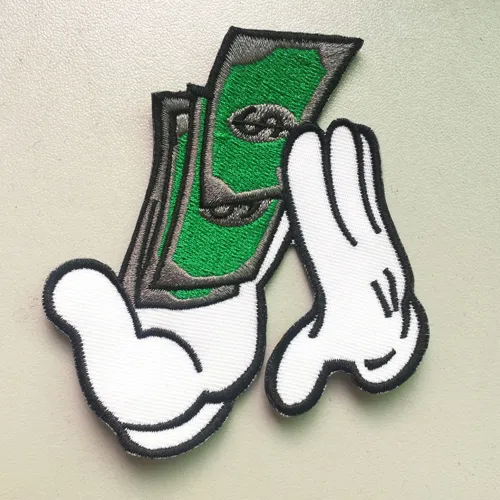 Funny Money In Hands Embroidery Patch Iron On Clothing DIY Applique Embroidery Accessory Patch Badge Wholesale 