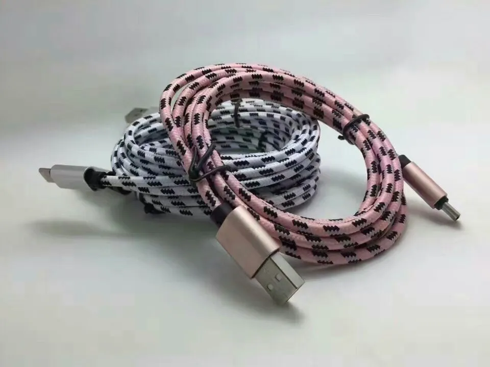 1M 3FT OD 4.0 2A Velocidad de red Carga Nylon Trenzado Metal Adatper Sincronización de datos Micro usb Tipo C cable / 