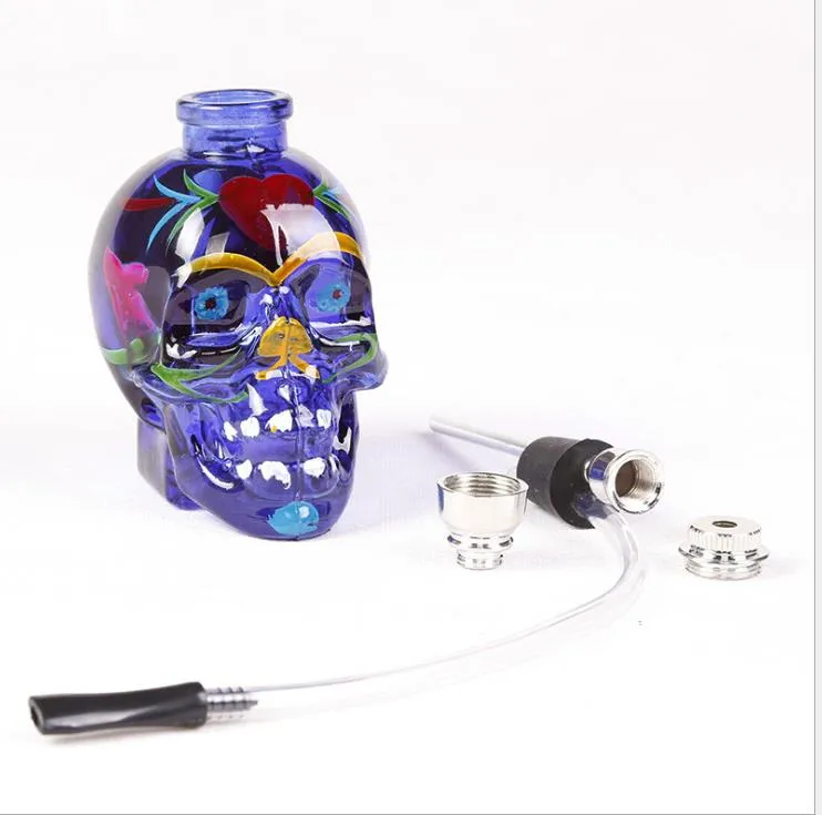 Glass color skull pipe smoke pipe with cigarette