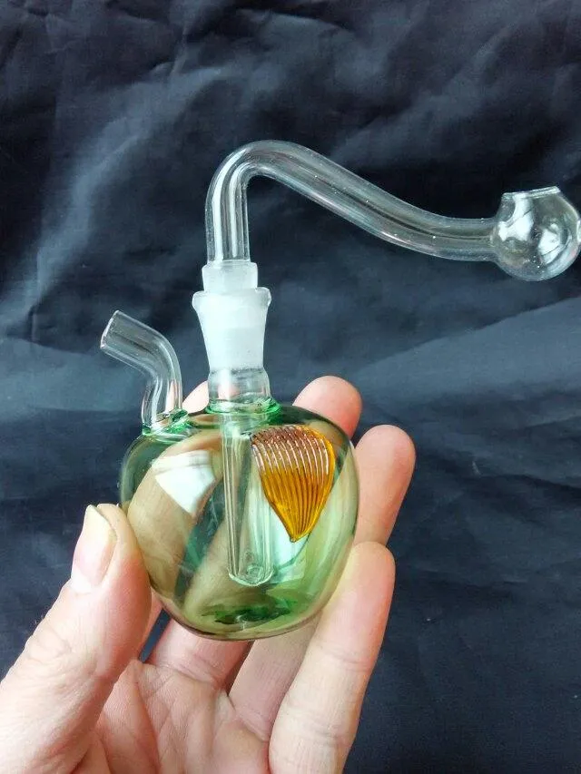 Apple Glass Hookah Bongs Tillbehör, Glas Vattenrör Rökrör Percolator Glas Bongs Oljebrännare Vattenrör Oljerigg Rökning