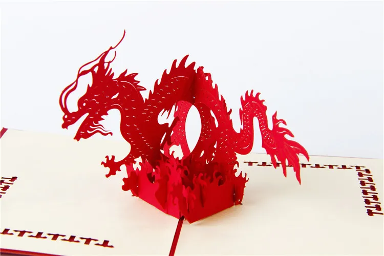 DIY 3D-Pop-Up-Drachen-Grußkarten, handgefertigte Papierkunst, für Kinder, Kinder, Baby-Geburtstagsparty-Zubehör