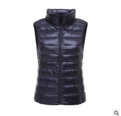 90% Vit Duck Down Women Vest Vinter Ultra Light Duck Down Vest Ärmlös Jacka Waistcoat Höst Röd Svart Vit Blå Väst