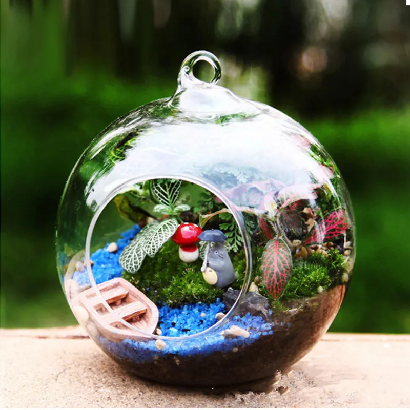 Terrarium Landscape Glass ransparent Ball Shape Clear Hanging Glass Vase Flower Plants Terrarium Container Micro DIY Wedding Home Decor