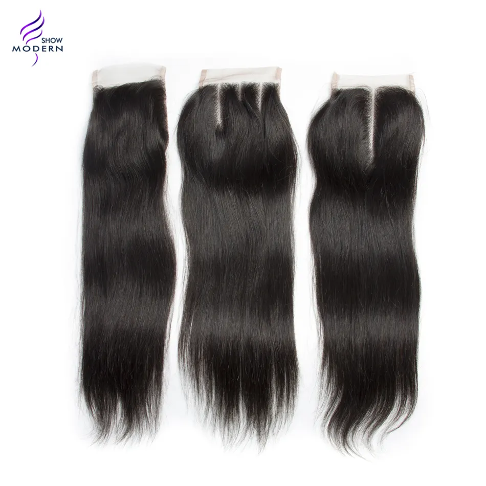 9A 100 Unprocessed Human Hair Weaves With Lace Closure Silk Straight Brazilian Peruvian Remy Bundles And Closure