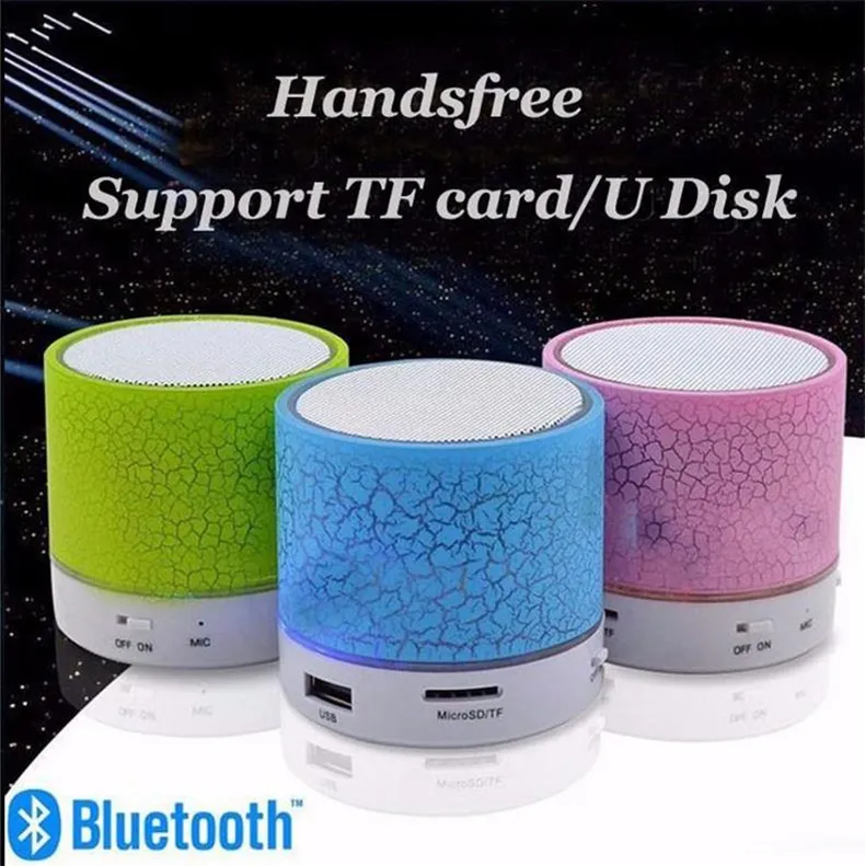 Mini haut-parleur Haut-parleurs Bluetooth LED Flash coloré A9 Haut-parleur stéréo sans fil mains libres Radio FM Carte TF USB pour ordinateur de téléphone portable