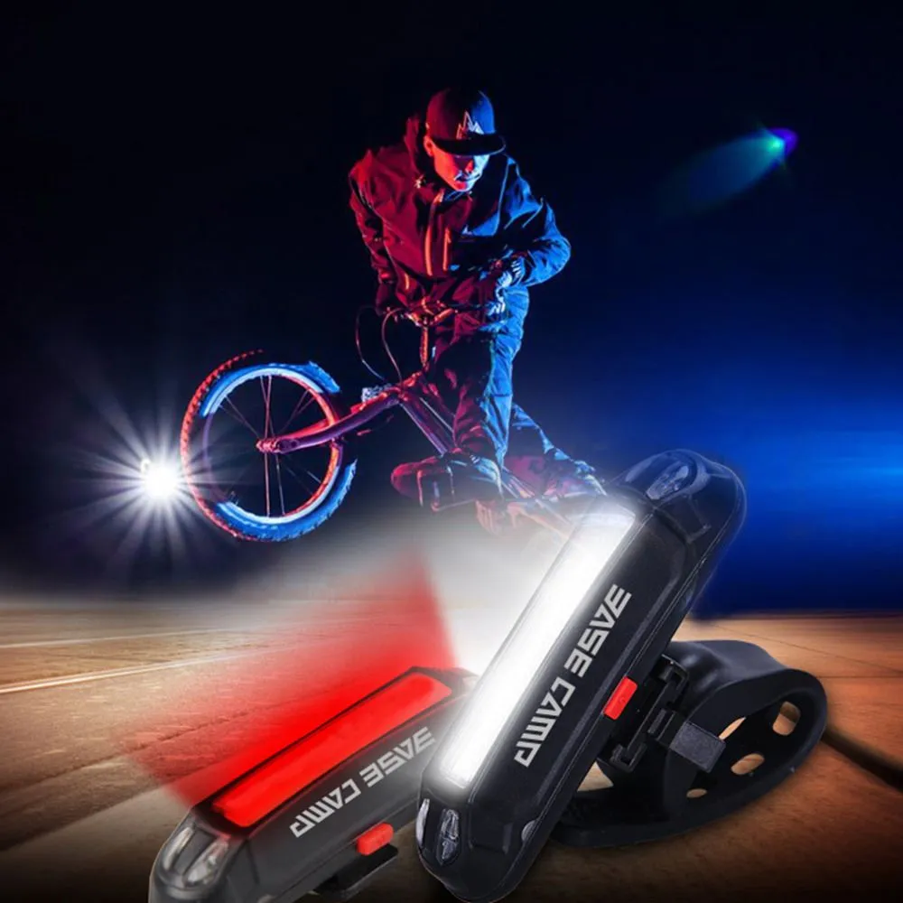 High Power Rechargeable Bike Light Set USB LED Bicycle Headlight and Taillight Super Bright Waterproof Front and Rear Safety Light for Night