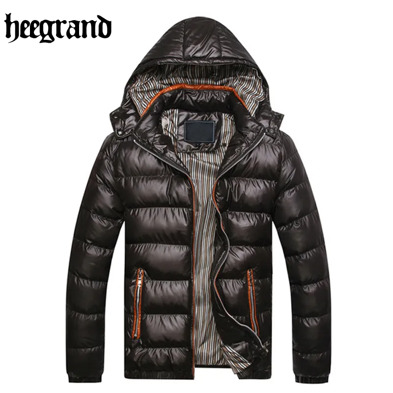 Atacado - Hee Grand 2017 Nova Moda Sólida Stripe Winter Parka Jaquetas Homens Windproof Cabetom Overed Overpeat MWM516