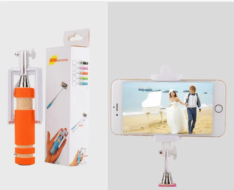 NEUER faltbarer Super-Mini-Selfie-Stick mit Kabel und ausziehbarem Einbeinstativ – integrierter Bluetooth-Auslöser, rutschfester Griff, kompatibel mit dem Telefon