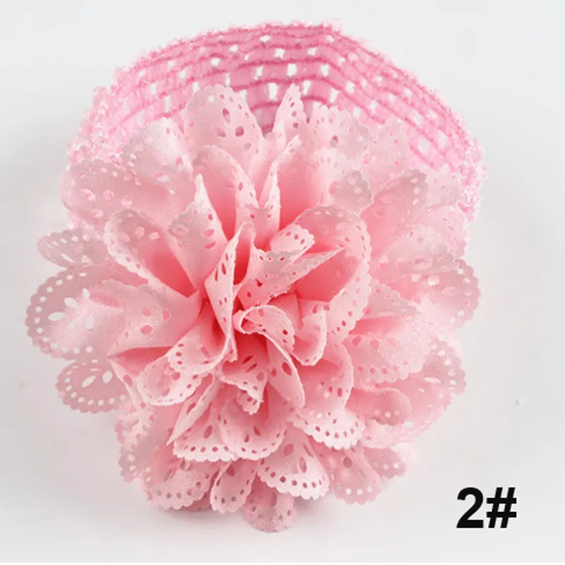 New Hot Sale Kids Chiffon Lace Flower Crochet Headband Baby Girls Elastic headbands Dress Up Hair Accessories Fast Shipping