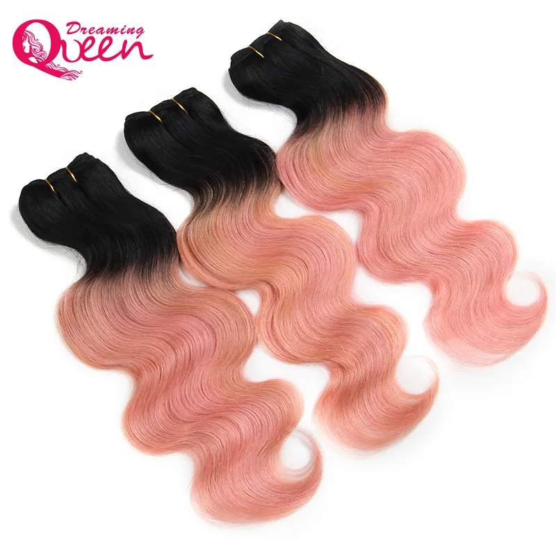 Rose Or Couleur Ombre Brésilienne Vague de Corps Ombre Vierge Extension de Cheveux Humains Tisse Faisceaux Cheveux 3 Faisceaux Ombre Cheveux Armure Livraison Gratuite