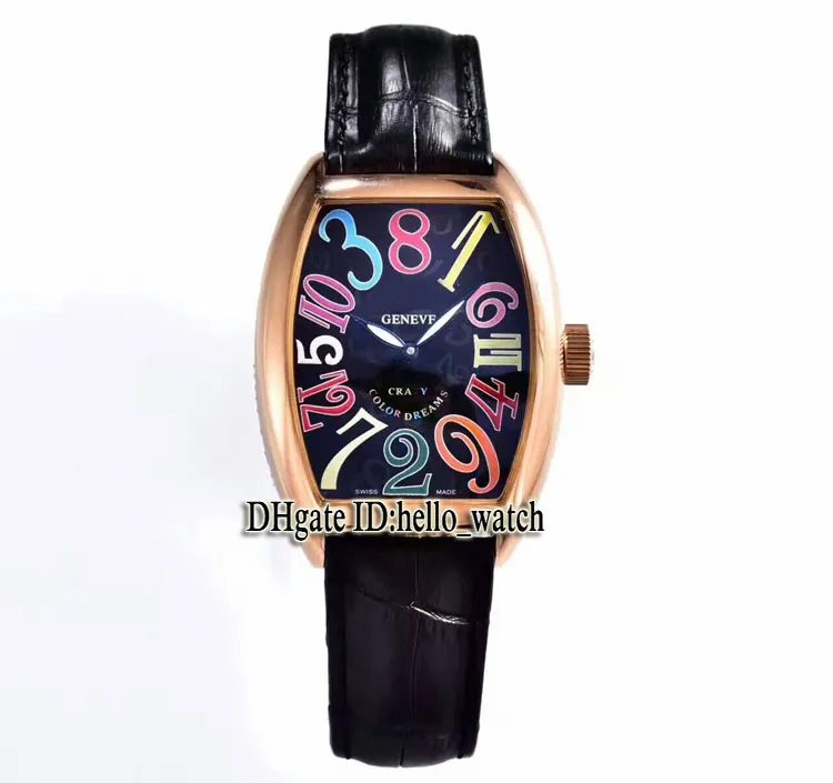 High Quality CRAZY HOURS 8880 CH Black Dial Automatic Mens Watch Rose Gold Leather Strap High Quality New Sport Cheap Watches