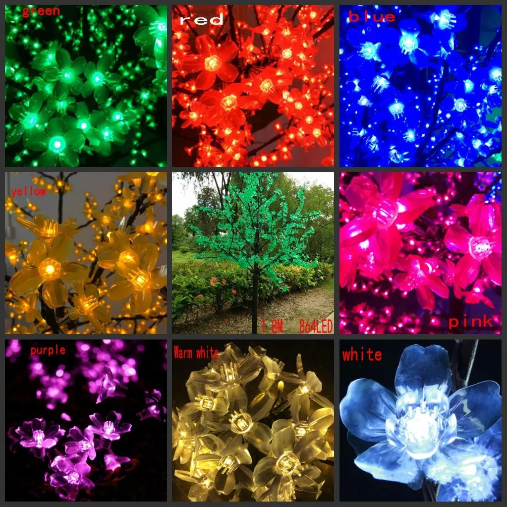 LED luz de natal flor de cerejeira árvore lâmpadas LED 1,8 m Altura Indoor ou Outdoor Uso Frete Grátis Envio Gota à prova de chuva