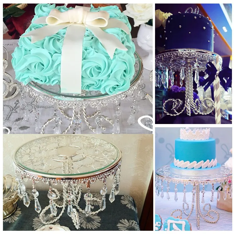 top grade crystal cake stand with silver color stand / wedding centerpiece