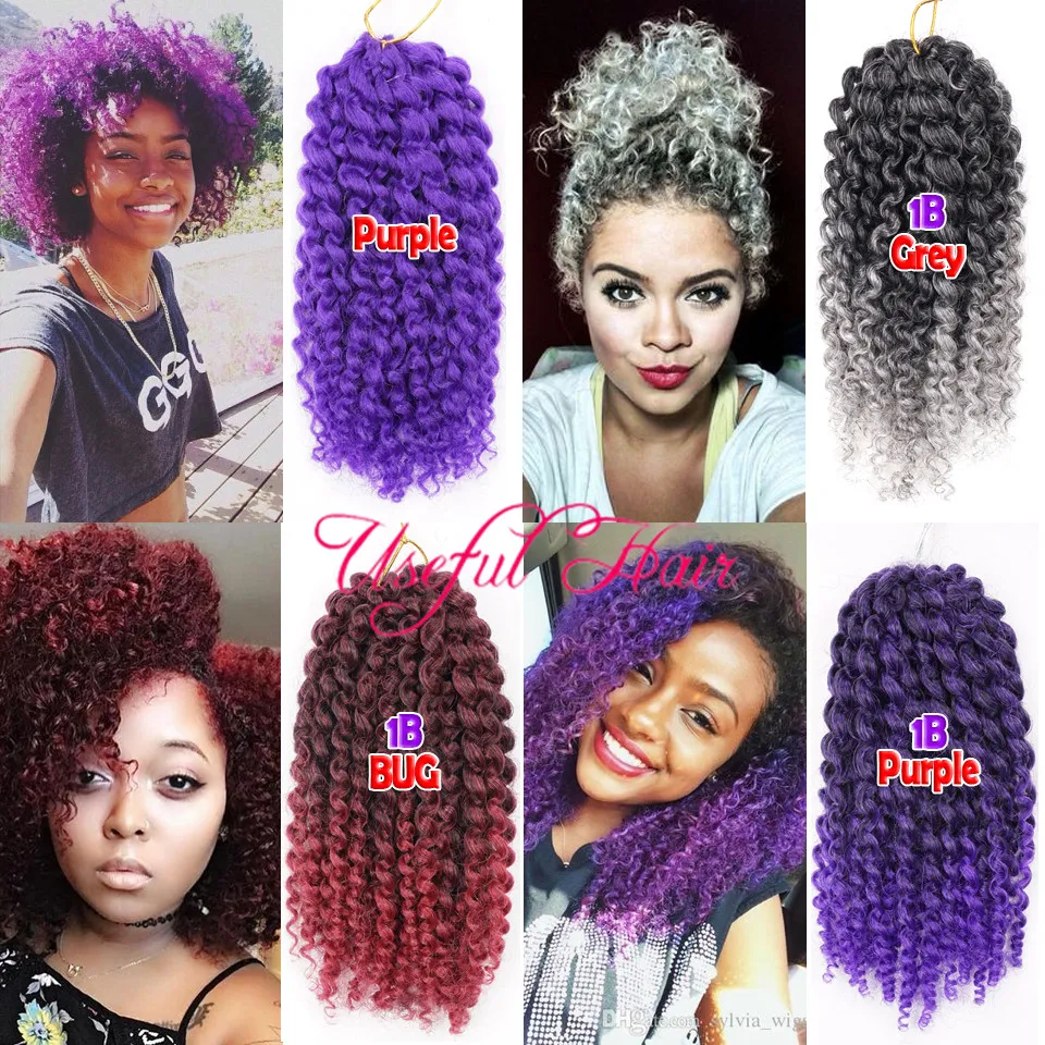 8inch Marlybob Ombre Cor Mali Bob Malibob Extensões de cabelo sintéticas Cabelo de beleza 3 pçs / set Crochet tranças Kinky Curly Marlybob Torção Cúbica