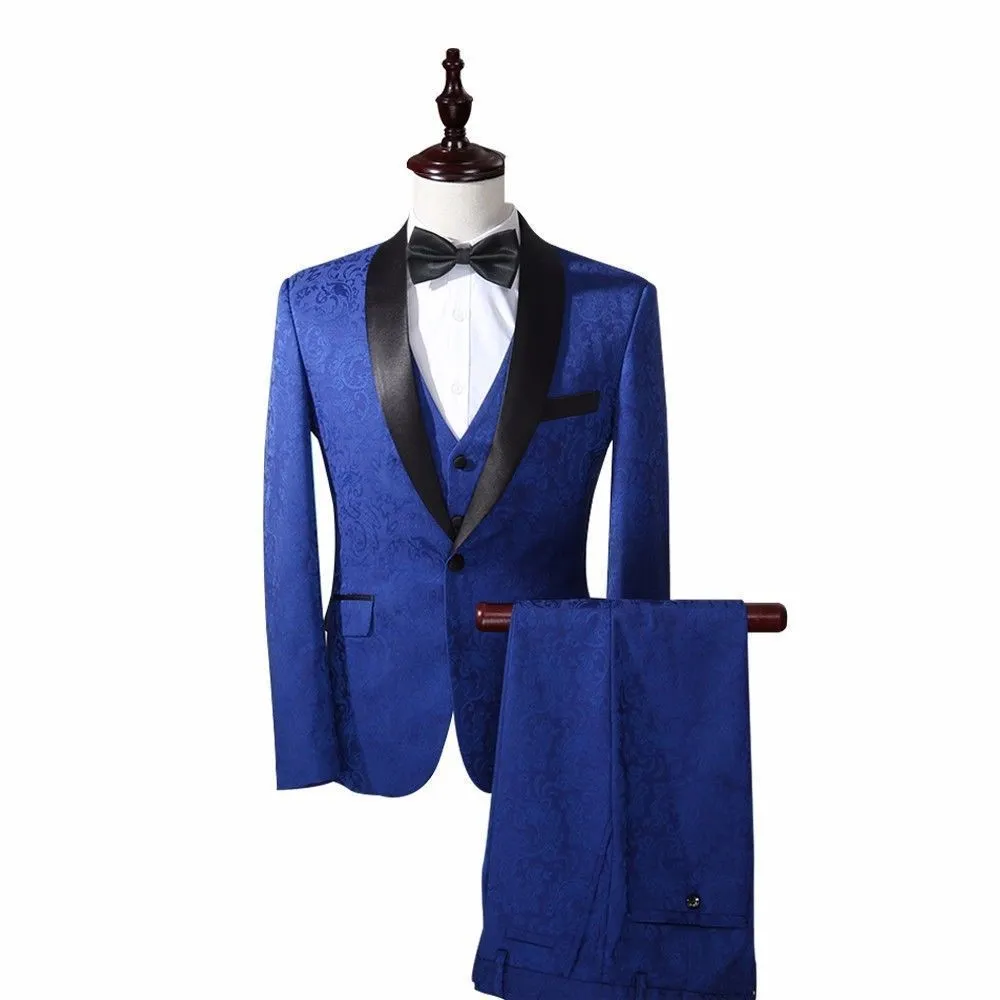 Men Suits Blue Three Piece Suit Custom Europe And The Cathedral And The ...