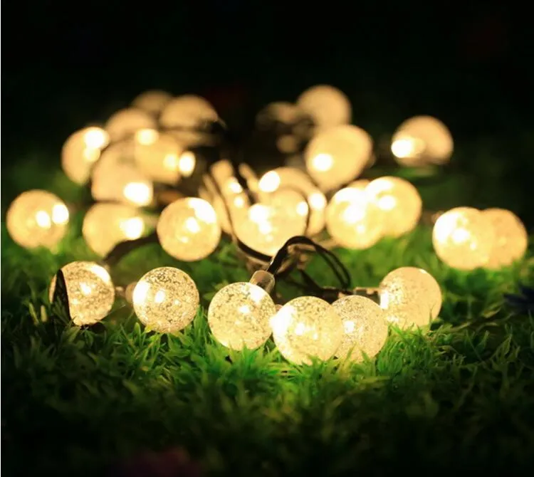 5M / 20LED String Fary Light Solar Powered Bubble Ball Shaped Waterproof Outdoor Garden Christmas Wedding Decoration