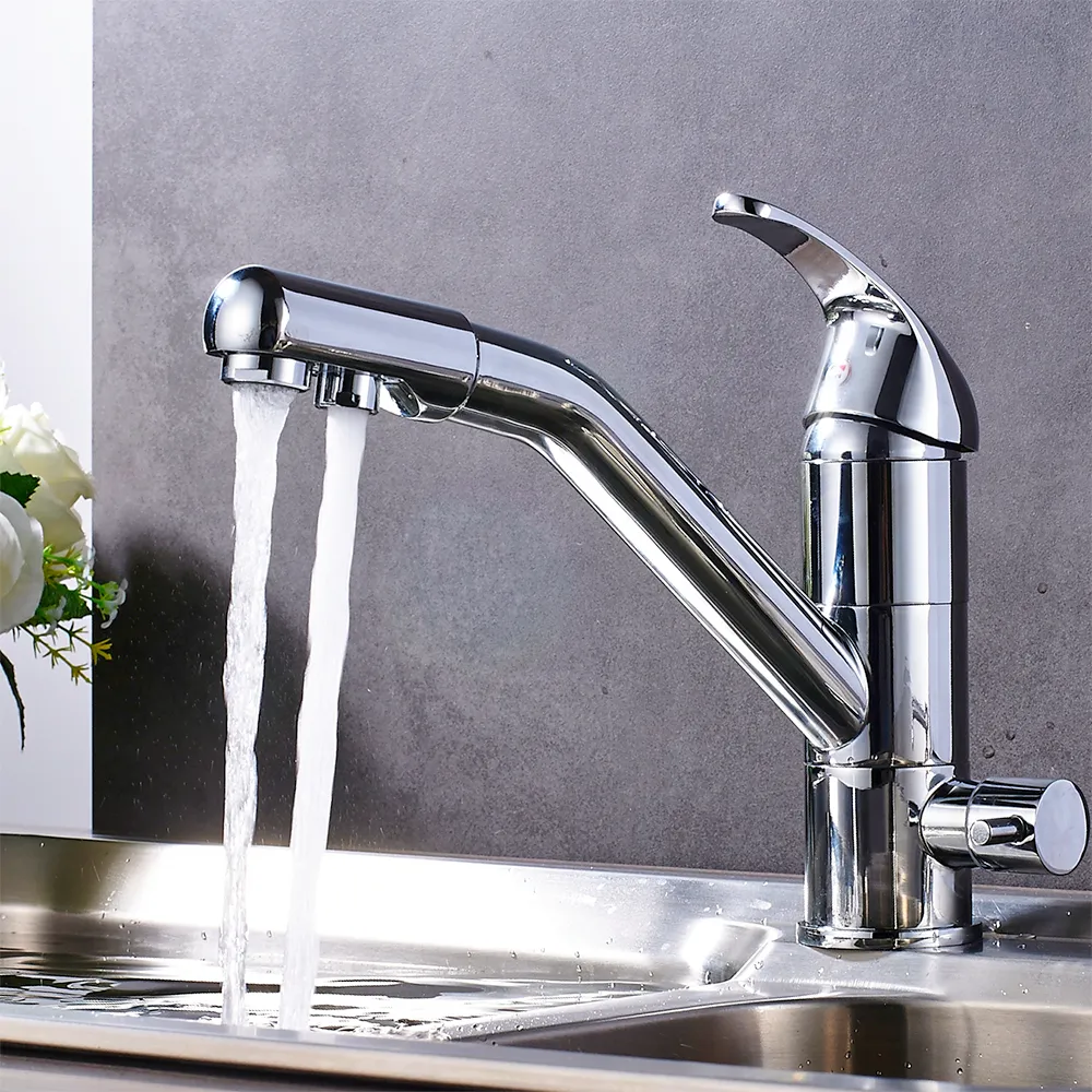 Brushed Nickel/Chrome Brass Purified Water Kitchen Faucet Rotatable