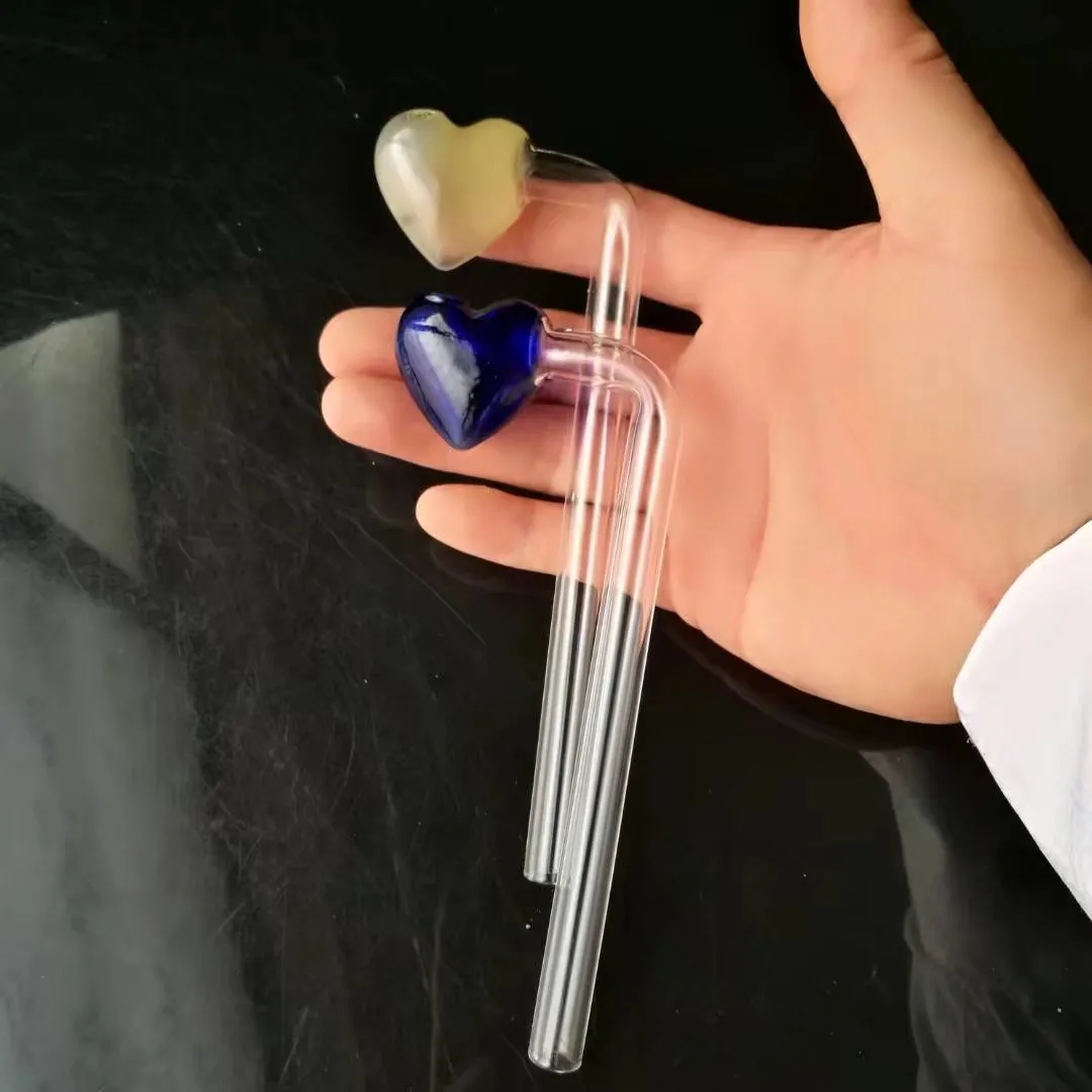 Accessoires de bongs en verre de pot de coeur de pêche multicolores, accessoires de bongs en verre en gros, narguilé en verre, livraison gratuite de fumée de pipe à eau