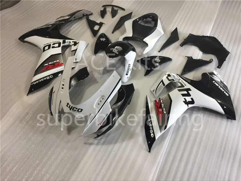 3 Gåva Nya Hot ABS Motorcykel Fairing Kit 100% Fit för Suzuki GSXR 600 750 K11 2011 2012 2013 2015 GSXR600 750 11 12 13 15 Vit svart på