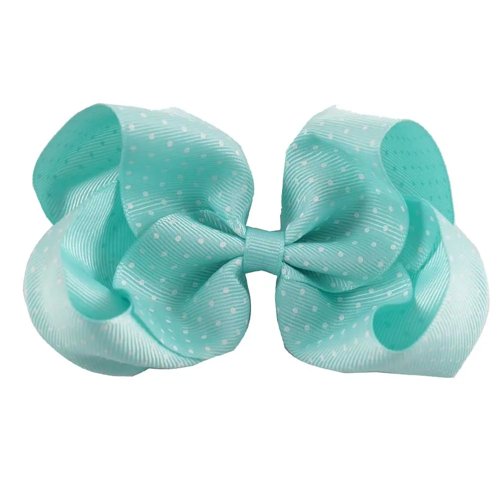 4,5 tums boutique Grosgrain Ribbon Hair Bow Baby White Polka Dots Hårbågar med Clip Girl's Hair Tillbehör 30st /