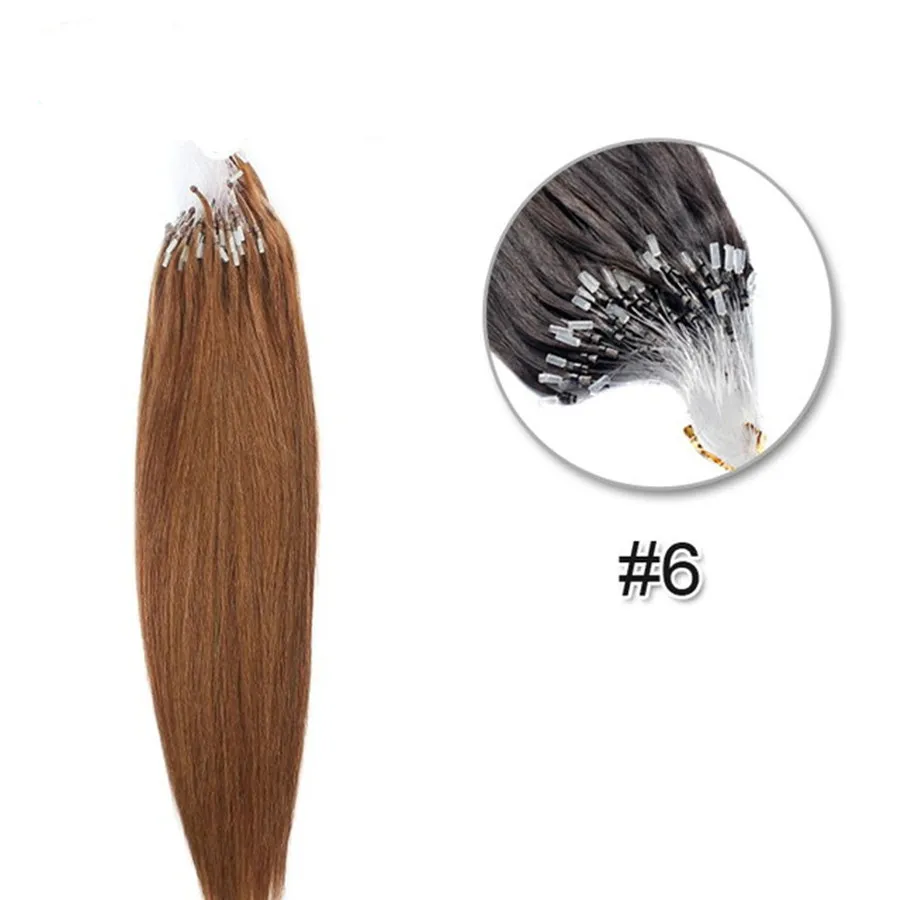 ELIBESS 1 グラム/ストランド 100 個マイクロリングループヘアエクステンションブラジルバージンレミー人毛 16''18