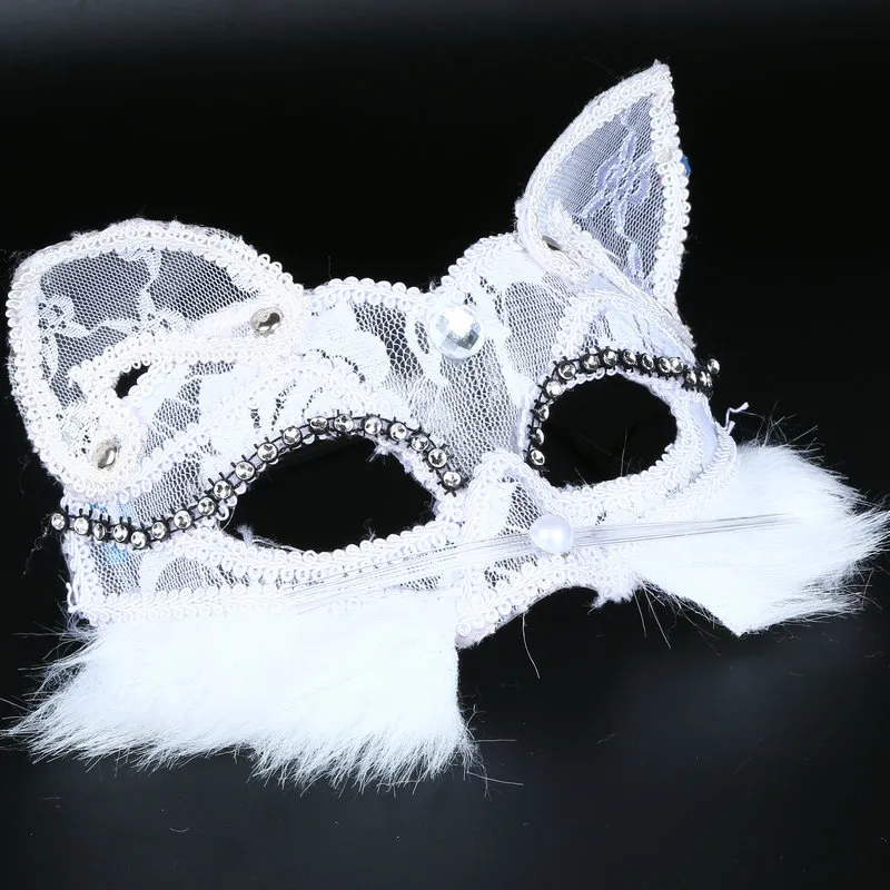 Venetiaans Masker Women039s Sexy Zwarte Glitter Fancy Kat Kant Oogmasker Halloween Kat Kant Oogmasker HJ1206841705