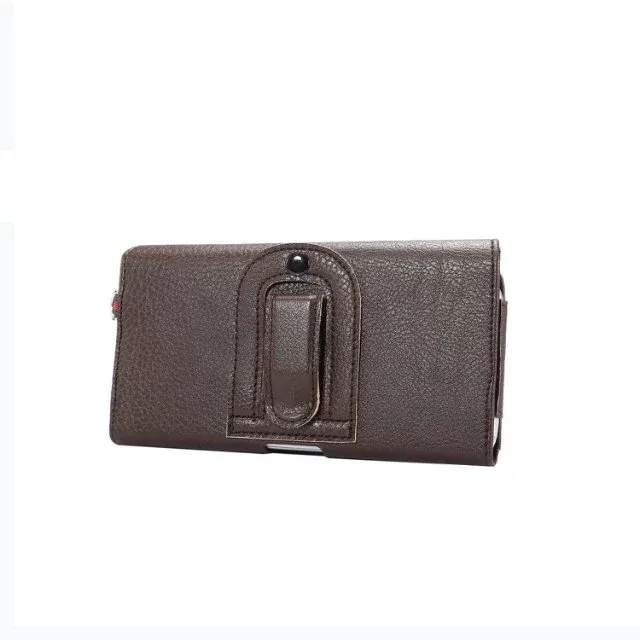 Men Casual Vintage Waist Bag PU Leather Case Pouch for Mobile Phone Multi-function Magnetic Buckle with Card Holder Hand strap