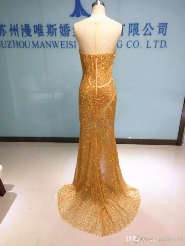 Lyx Rami Salamoun aftonklänningar smycken strass baklöst sjöjungfru promklänningar ren nack ärmlös 100 riktiga posagea7621968