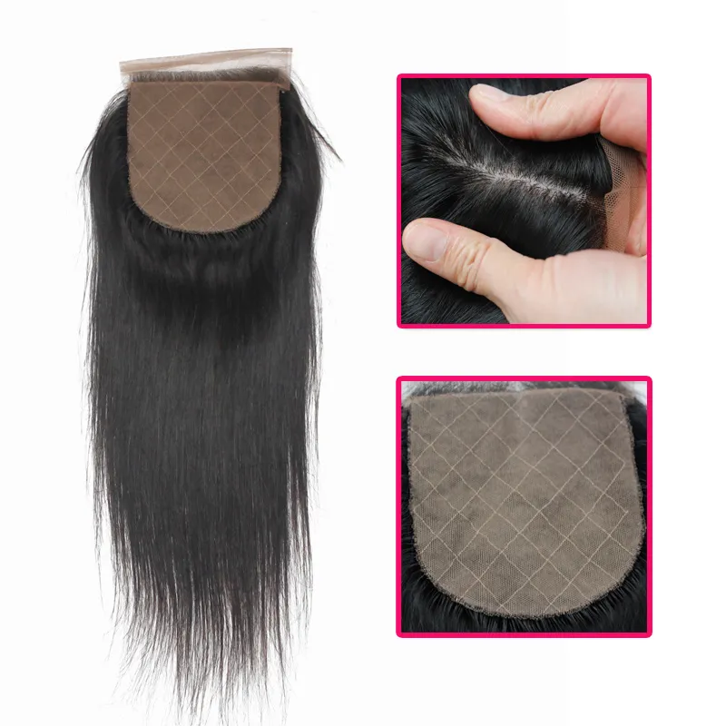 Cabelo humano virgem brasileiro tecer 3 pacotes com fechamento de seda 1b trama de cabelo reto macio com fechos de base de seda para mulheres negras 476570847