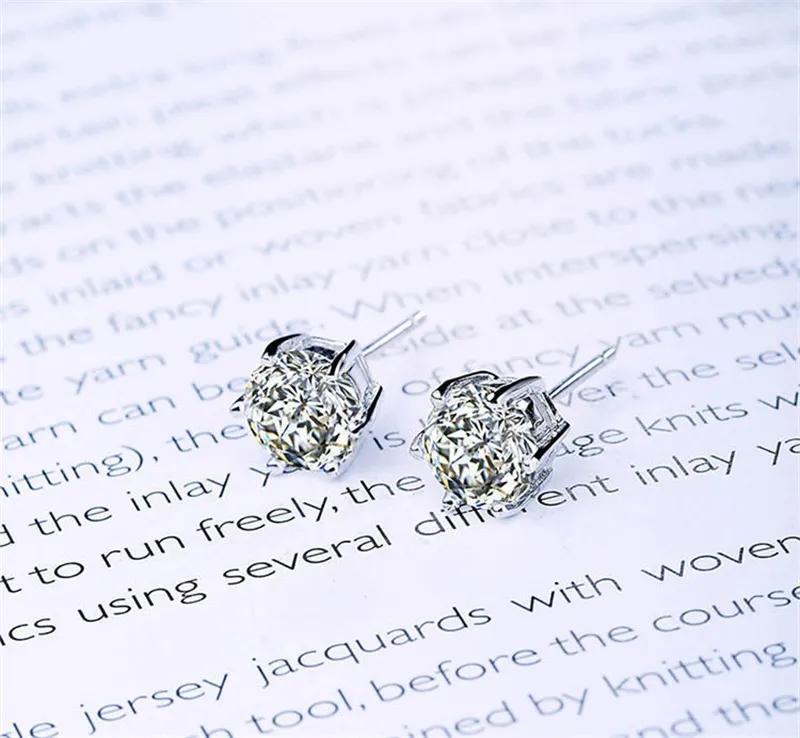 YHAMNI Original 925 Sterling Silver Earrings 6mm 1 Carat CZ Diamond Wedding Stud Earrings For Women Men Fashion Jewelry ED063852505